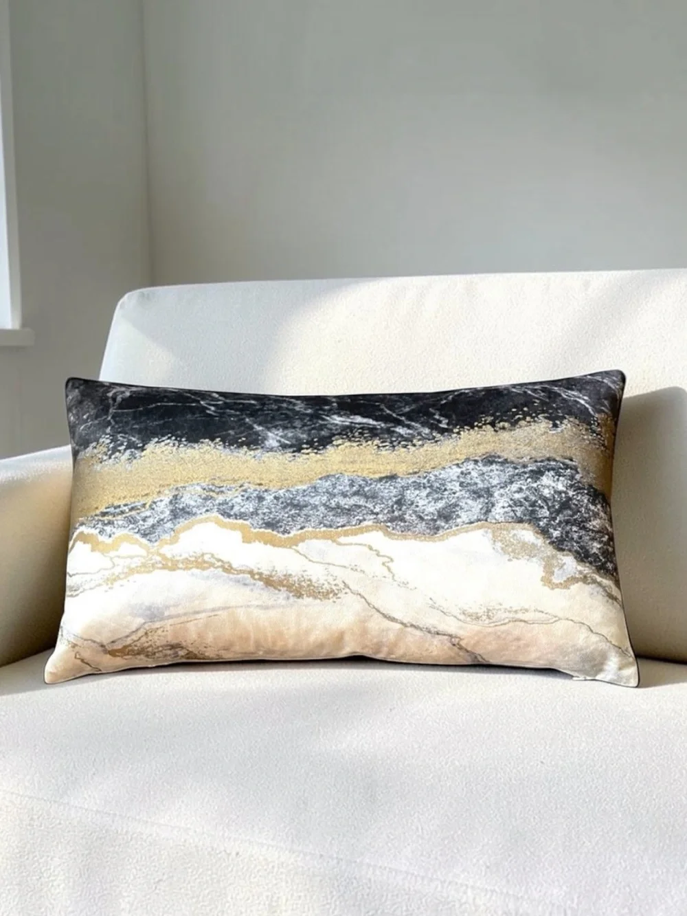 Callisto Home Black Agate Marble Velvet Throw Pillow 24